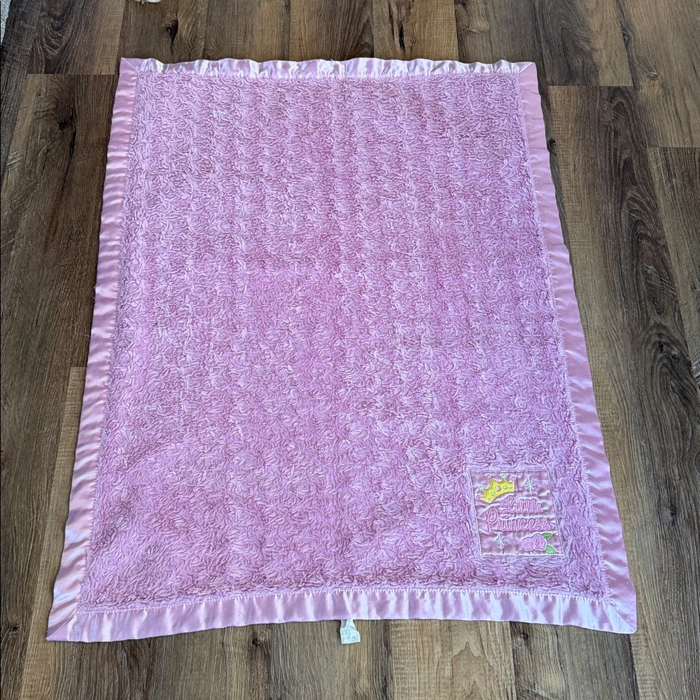 Little‎ Bedding by Nojo Pink Swirl Satin Trim Little Princess Crown Baby Blanket
